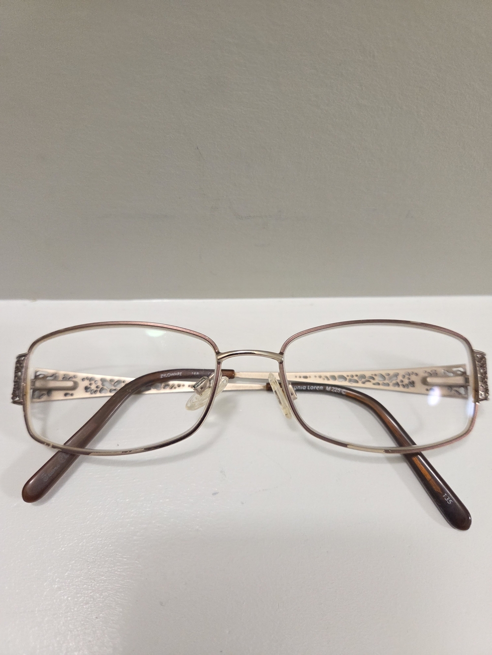 Sophia Loren M225 Eyeglasses Cognac Brown Gold Metal Full Rim Frame 52-16-135